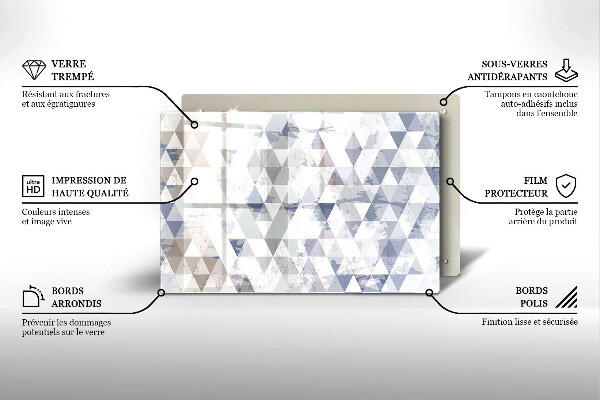 Placă din sticla protectie perete Model de triunghiuri