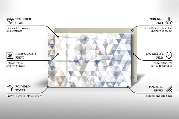 Placă din sticla protectie perete Model de triunghiuri