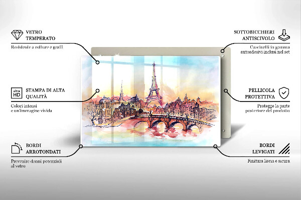 Placă sticla protectie aragaz Peisajul Turnului Eiffel din Paris