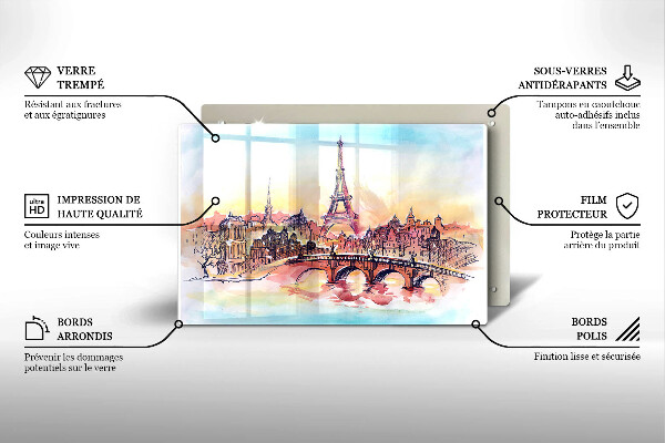 Placă sticla protectie aragaz Peisajul Turnului Eiffel din Paris
