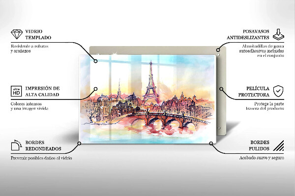 Placă sticla protectie aragaz Peisajul Turnului Eiffel din Paris