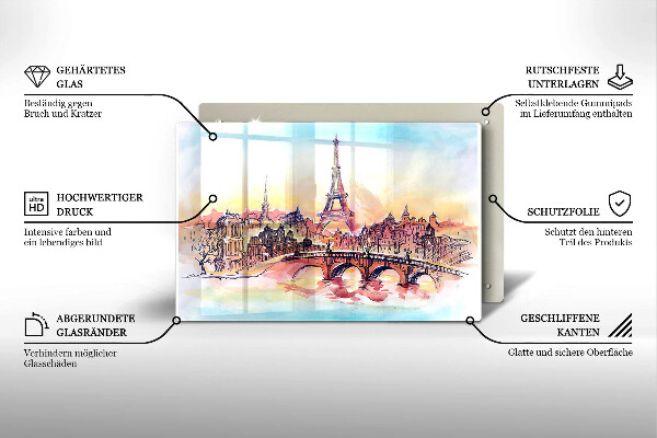 Placă sticla protectie aragaz Peisajul Turnului Eiffel din Paris