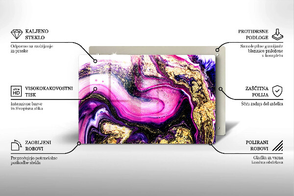 Placă din sticla protectie plita Design abstract auriu