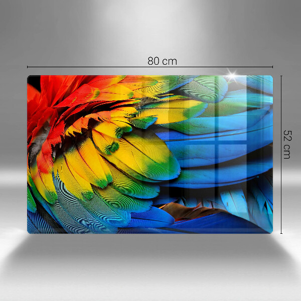 Placă sticla protectie aragaz Pene de papagal colorate