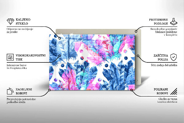 Placă din sticla protectie plita Ilustrație boho cu pene