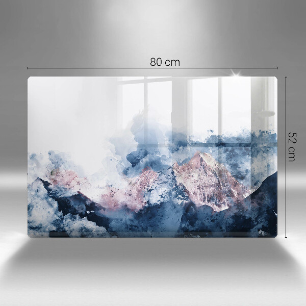 Placă din sticla protectie plita Munți pictați în abstract