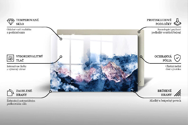 Placă din sticla protectie plita Munți pictați în abstract