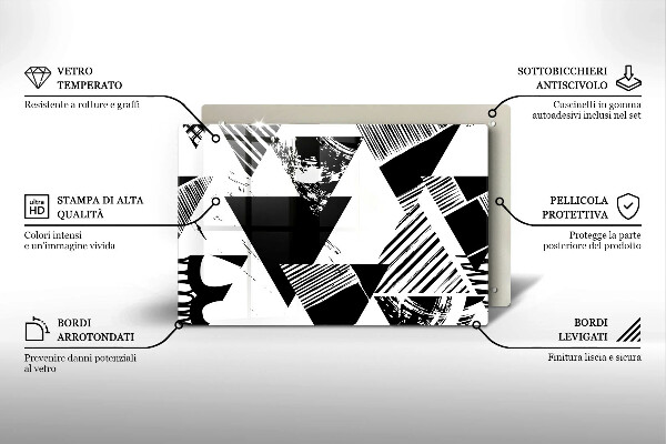 Placă din sticla protectie plita Triunghiuri geometrice