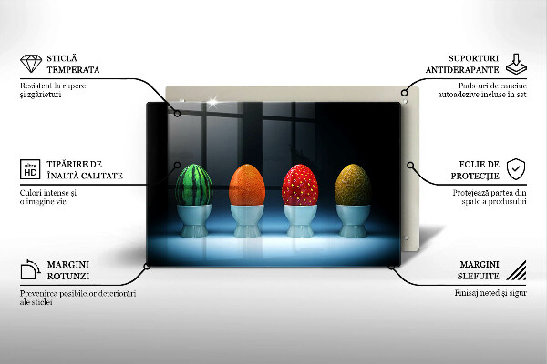 Placă sticla protectie aragaz Ouă de fructe abstracte