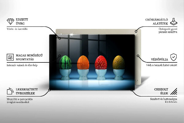 Placă sticla protectie aragaz Ouă de fructe abstracte