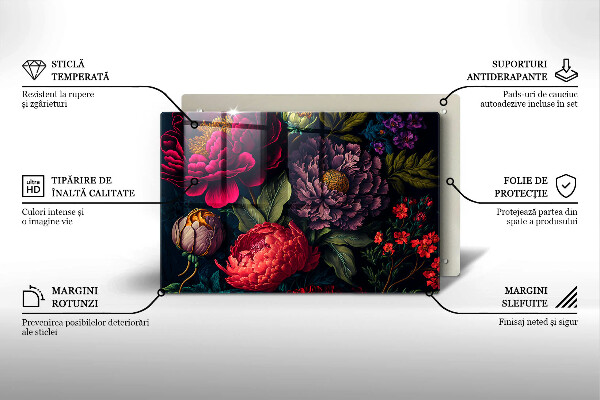 Placă din sticla protectie plita Flori frumoase