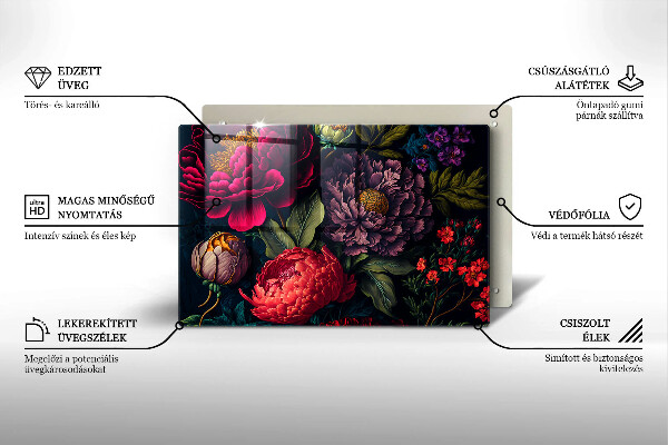 Placă din sticla protectie plita Flori frumoase