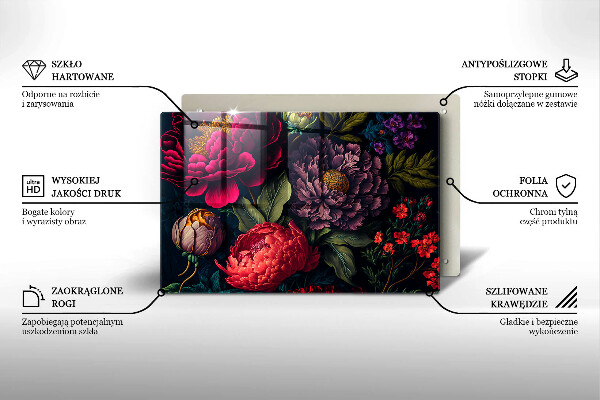 Placă din sticla protectie plita Flori frumoase