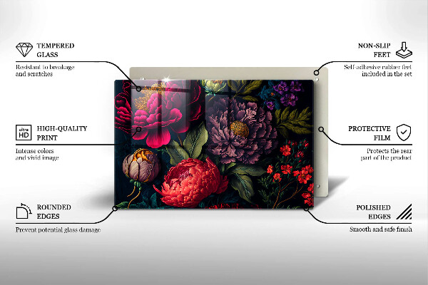 Placă din sticla protectie plita Flori frumoase