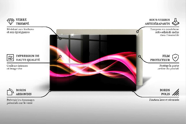 Placă sticla protectie aragaz Fum neon abstract