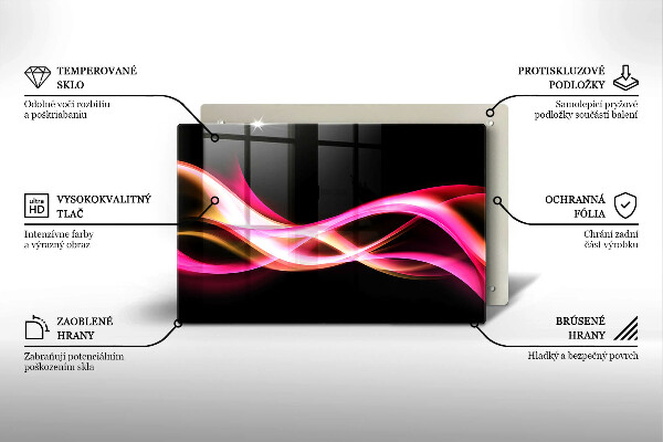 Placă sticla protectie aragaz Fum neon abstract