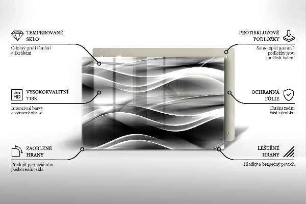 Placă sticla protectie aragaz Linii abstracte de fum