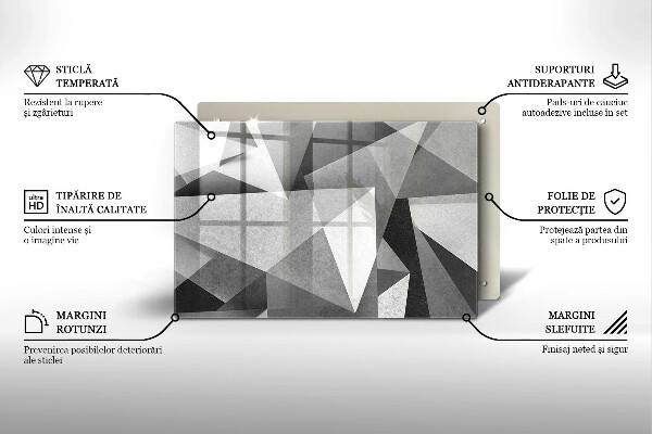 Placă din sticla protectie perete Abstracție ascuțită concretă