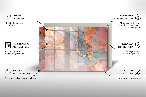 Placă din sticla protectie perete Marmură cu aur