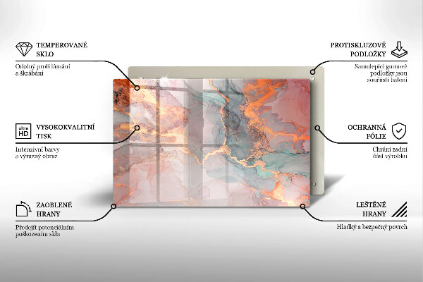 Placă din sticla protectie perete Marmură cu aur