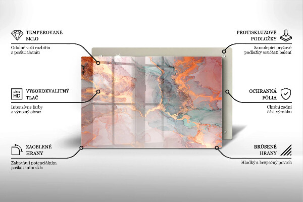 Placă din sticla protectie perete Marmură cu aur