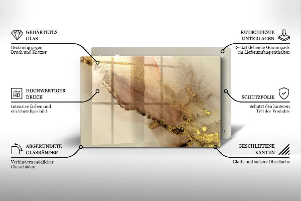 Placă sticla protectie aragaz Abstracția aurului