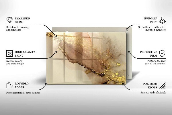 Placă sticla protectie aragaz Abstracția aurului