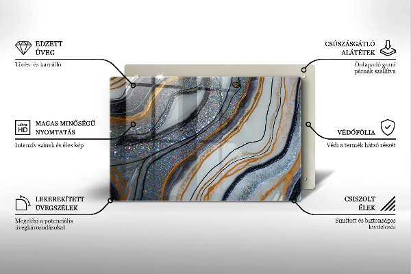 Placă sticla protectie aragaz stâncă cu aur