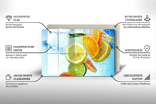 Placă sticla protectie aragaz Apă de citrice suculentă