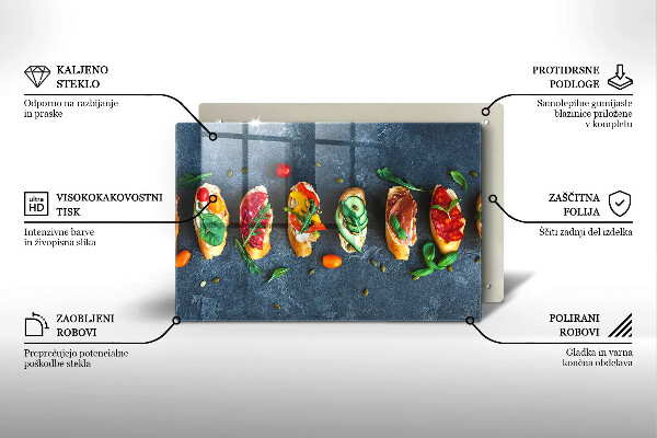Placă din sticla protectie plita Sandvișuri colorate