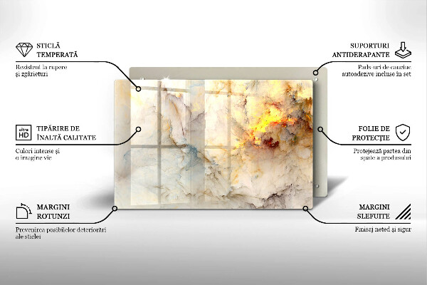 Placă din sticla protectie plita Textura de marmură cu aur