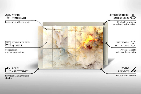 Placă din sticla protectie plita Textura de marmură cu aur
