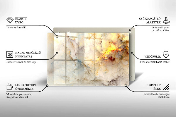 Placă din sticla protectie plita Textura de marmură cu aur