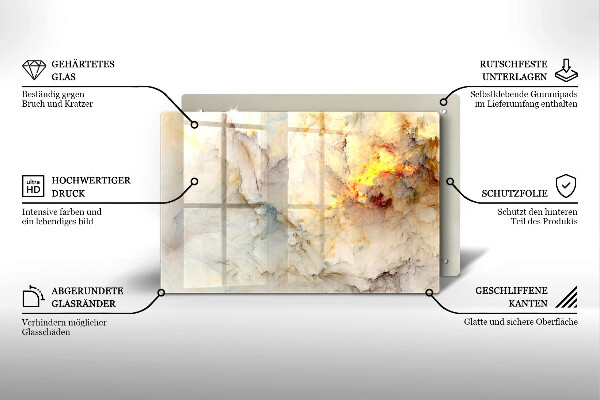 Placă din sticla protectie plita Textura de marmură cu aur