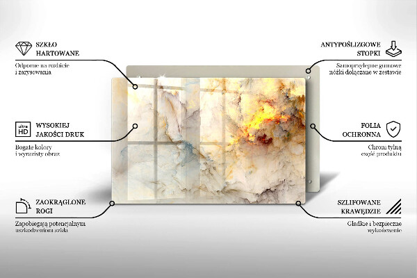 Placă din sticla protectie plita Textura de marmură cu aur