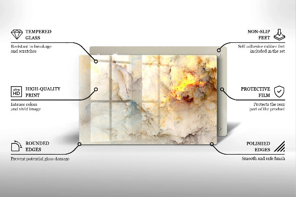 Placă din sticla protectie plita Textura de marmură cu aur