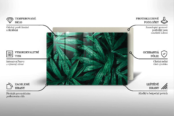 Placă din sticla protectie plita Frunze de plante