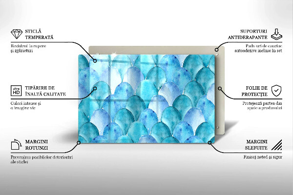 Placă din sticla protectie plita Solzi de acuarelă