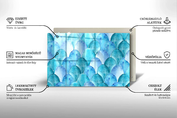 Placă din sticla protectie plita Solzi de acuarelă