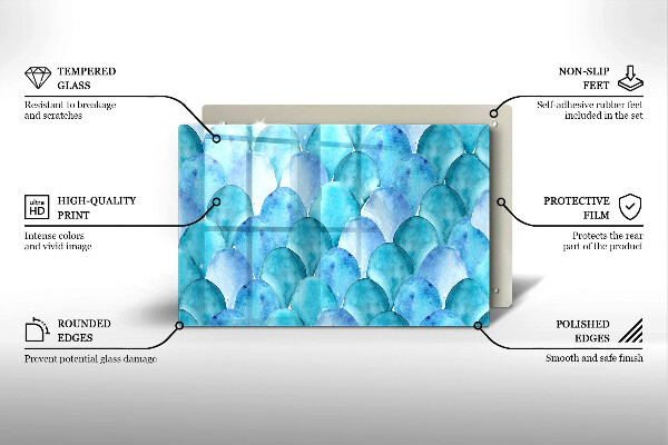 Placă din sticla protectie plita Solzi de acuarelă