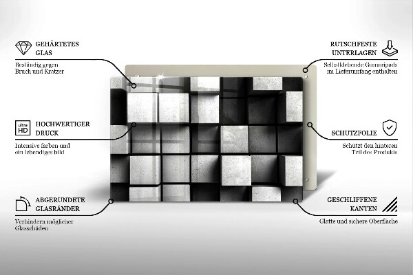 Placă din sticla protectie plita Fundal cu geometrie 3D