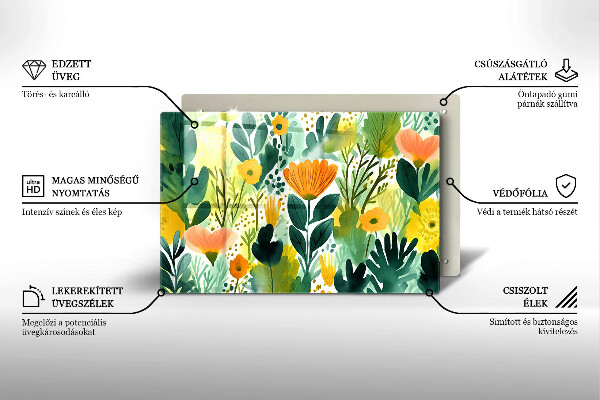 Placă din sticla protectie plita Flori pictate