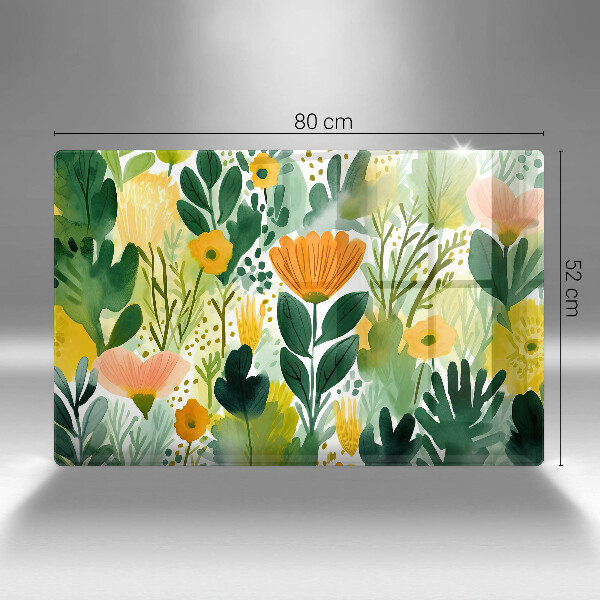 Placă din sticla protectie plita Flori pictate