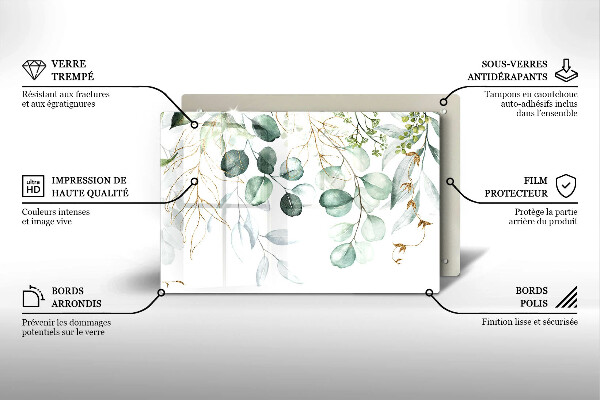 Placă din sticla protectie plita Plante pictate