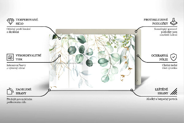 Placă din sticla protectie plita Plante pictate