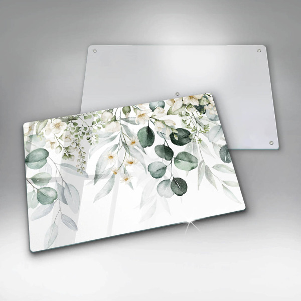 Placă din sticla protectie plita Plante acuarela