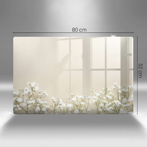 Placă din sticla protectie plita Flori boho din ipsos