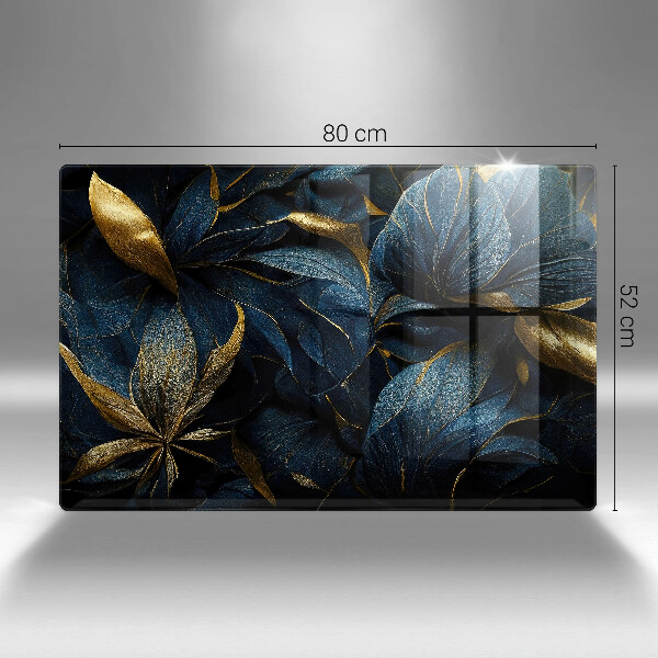 Placă din sticla protectie plita Frunze decorative cu aur