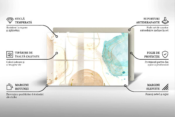 Placă sticla protectie aragaz Forme boho luminoase