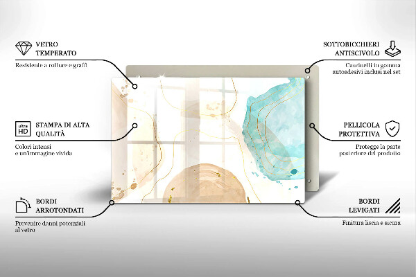 Placă sticla protectie aragaz Forme boho luminoase